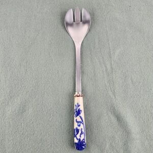 Temptations Old World‎ Stainless Steel Salad Serving Fork Floral Lace Blue